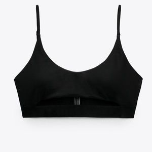 Zara Black Cut-Out Bikini Top. Size XL.
